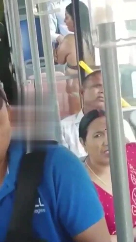 Woman Riding Crowded Delhi Bus in Bra & Panty