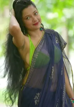 Mohona Blue Colour Chiffon Saree